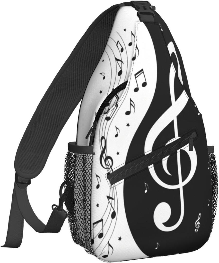 Famame Piano Keys Sling Backpack Chest Bag Crossbody Shoulder Bag Gym Cycling Travel Hiking Daypack For Men Women Multicolor 39 (One Size)