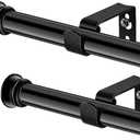 Curtain Rods 2 Pack 5/8 inch Black Curtain Rods for Windows 30 to 45 Inch with Brackets Easy to Install for Bedroom Living room Kitchen（30", 45"）