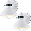 LONEDRUID 2 Pack Motion Sensor Outdoor LED Porch Light Dusk to Dawn Exterior Wall Sconce White Outside Barn Lighting Fixtures Rustic Wall Mount Lantern for House Patio Garage Farmhouse Entryway