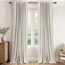 MIULEE 100% Blackout Linen Curtains for Bedroom 84 inches Long, Thermal Insulated Room Darkening Black Out Drapes for Living Room, Back Tab Rod Pocket, 2 Panels Set, 40 Wide x 84 Length, Cream