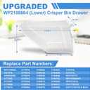 [2 PACK]UPGRADED 2188656 (Upper) Refrigerator Crisper Bin & 2188664 (Lower) Fridge Crisper Drawer Replacement Compatible with Kenmore Whirlpool Refrigerator Drawers Parts with Humidity Control