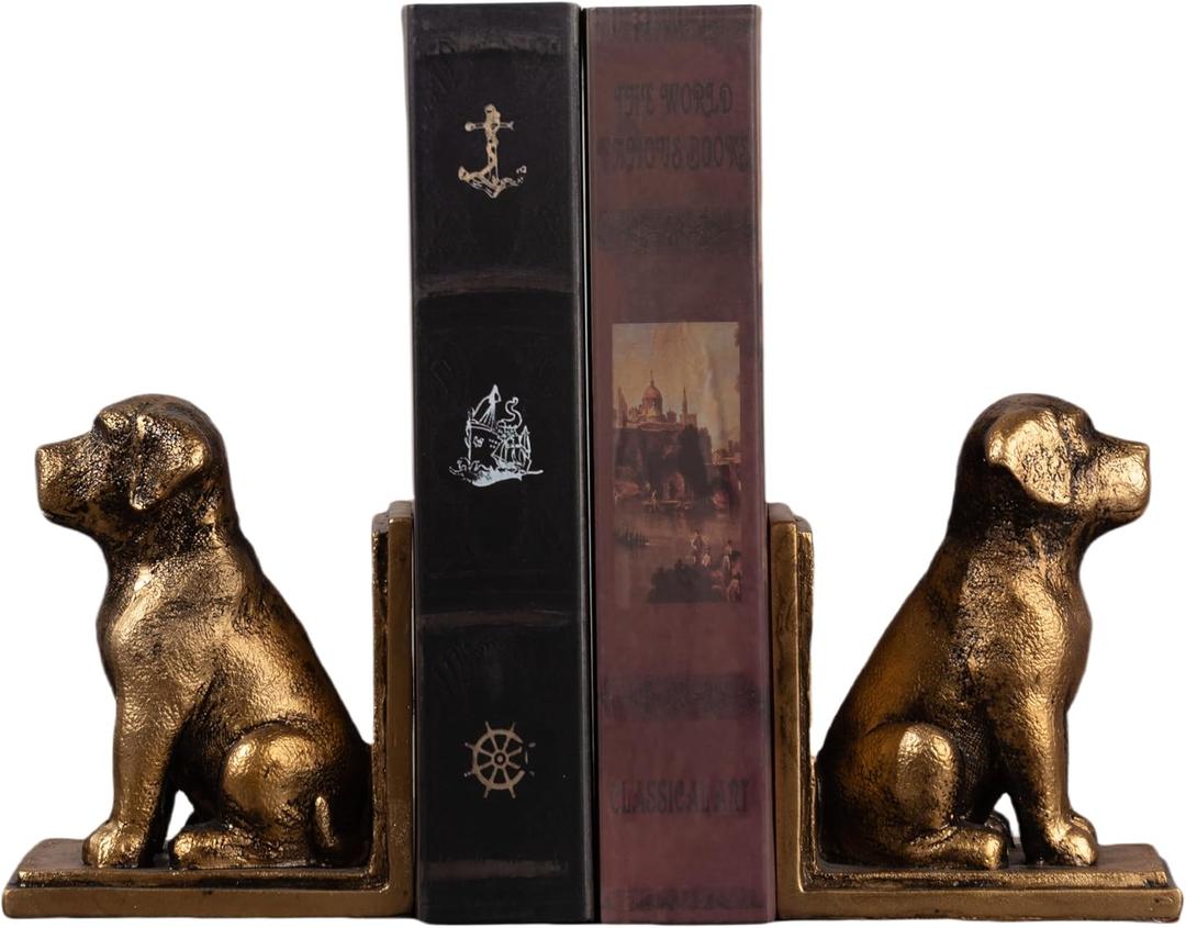 Book Ends for Shelves to Hold Books Heavy Duty,Decorative Bookend for Bookshelf Dcor,Cute Animal Dog Book Stopper Labrador Retriever Statues for Home, Office Desk Decoration,1Pair