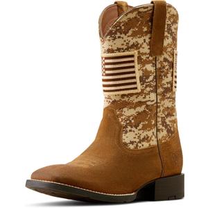 ARIAT mens Sport Patriot Western Boot (10.5, Antique Mocha Suede/Sand Camo Print)