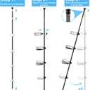 BsBsBest Shower Organizer Caddy - Stainless Steel Shower Shelves Rack, Adjustable Organization And Storage Head Holder, Rustproof Tension Pole, Black