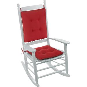 Klear Vu Porch Rocking Chair Cushion Set for Indoor and Outdoor Use, Assembled in The USA, Easy to Clean Stylish Seat and Back Pads with Fabric Ties, 20" x 17" x 2", Solid Red