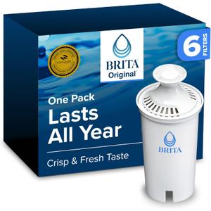 Brita Standard Water Filter for Pitchers and Dispensers, Reduces Copper, Cadmium and Mercury Impurities, Lasts Two Months or 40 Gallons, Includes 6 Filters for Pitchers