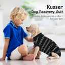 Kuoser Dog Surgery Recovery Suit, Soft Breathable Dog Recovery Suit for Female Spay Male Nueuter, Anti Licking Puppy Onesie Pet Surgical Suit for Dogs Abdominal Wounds Skin Disease, Black Strips M