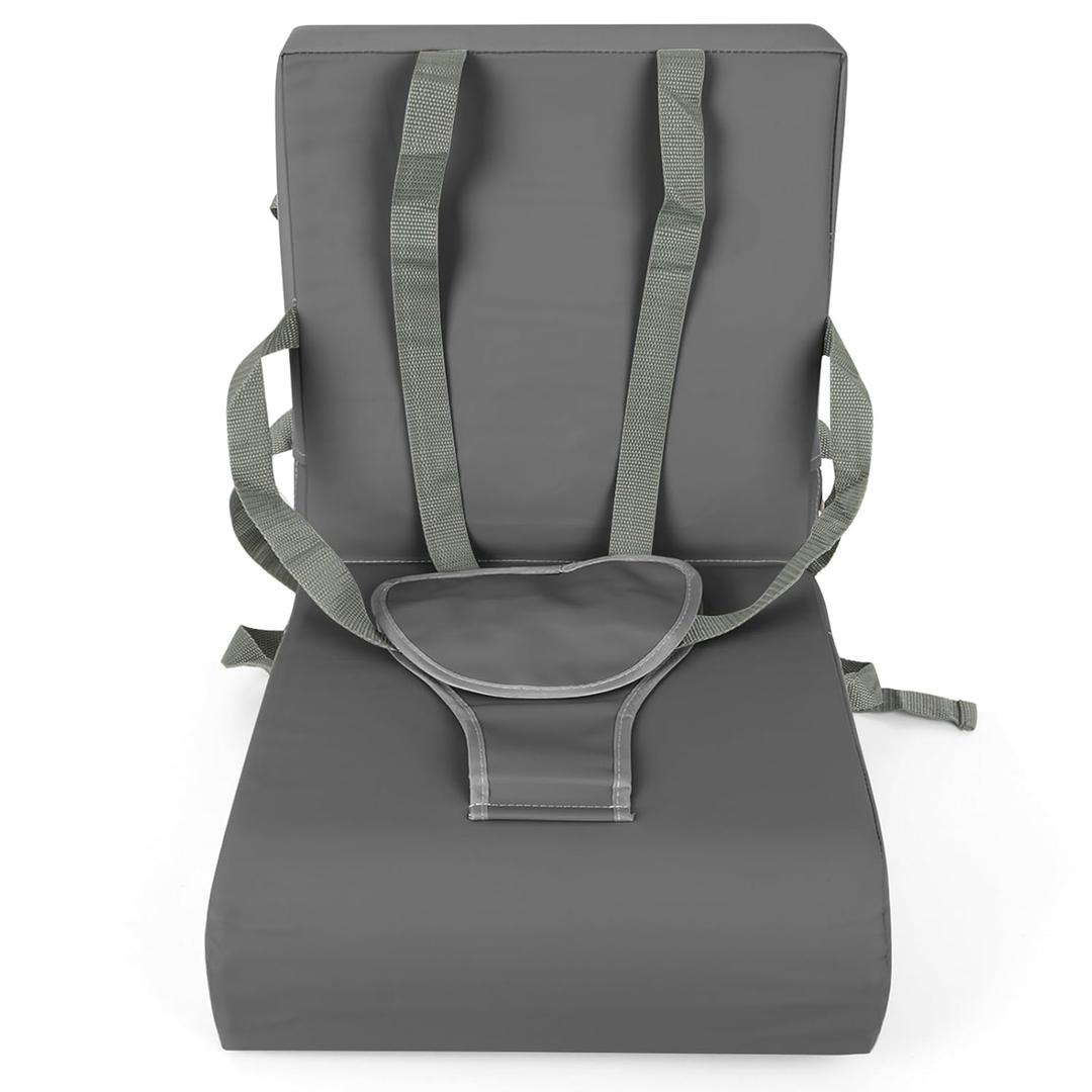 Toddler Booster Seat for Dining Table Kitchen Chair Non-Slip with Backrest and Adjustable Straps, Portable Travel Child Kids Booster Seat Eating - Grey Toddler Booster Seat for Dining Table Kitchen Chair Non-Slip with Backrest and Adjustable Straps, Portable Travel Child Kids Booster Seat Eating - Grey