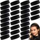 Hanaive 30 Pcs Black Headbands for Women Bulk Wide Cotton Non Slip Hair Bands Thick Head Bands Sport Workout Stretchy Headbands Elastic Head Wrap Hair Accessories for Sports Spa Yoga Running