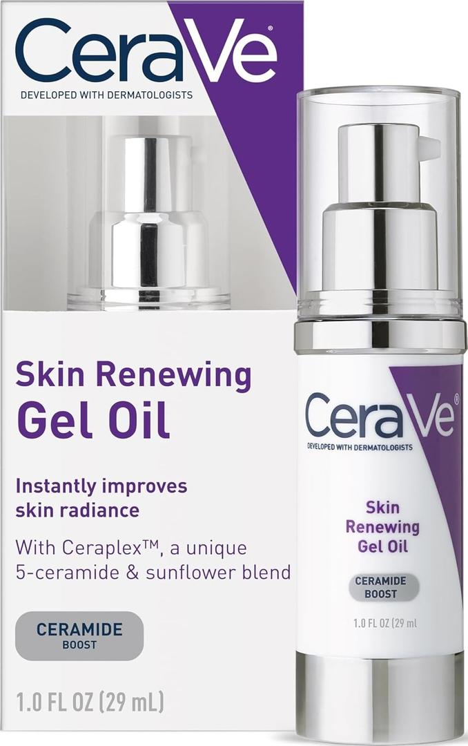 CeraVe Skin Renewing Gel Oil, Daily Hydrating Serum For Face With CeraPlex & Hyaluronic Acid, Gel Moisturizer For Face Hydrates & Smooths Skin, Non-Greasy, Fragrance Free & Non-Comedogenic, 1 Ounce