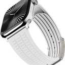 Silm Silicone Band Compatible with Apple Watch Bands 38mm40mm41mm42mm44mm45mm46mm49mm for women,Soft Silicone Replacement Strap for iWatch SE3/2/1 Series11 10 9 8 7 6 5 4 3 2 1 Ultra3/2/1 (White Band + Silver Buckle)