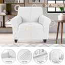 Ruaozz Stretch Chair Sofa Slipcover 1 Piece Chair Cover with Arms Non Slip Armchair Cover Soft Jacquard Furniture Protector with 1 pcs Throw Pillow Cover (1 Seater, Ivory)