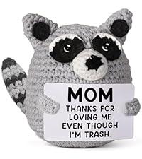 Emotional Support  Mini Crochet Raccoon Plush with Story Sign, Handmade 4-inch, Cozy Desk Decor, Gentle Encouragement, Woodland Companion, Year-Round Comfort