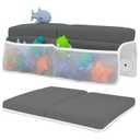 Comfortable Baby Bath Kneeler and Elbow Rest Pad Set  Thick Memory Foam Bath Kneeling Pad with Elbow Support  Baby Bathtub Cushion with Toy Organizer for Bathing Infant or Toddler - Dark Grey