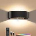 ToyGlee Motion Sensor Wall Sconces Set of 2, Rechargeable 5000mAh Battery Operated Wall Light with Remote Control 3 Colors Temperatures & Dimmable 15 RGB Colors Up and Down Wireless Wall Mount Light