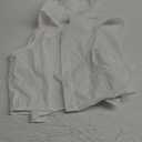 SHENHE Women's Button Up Short Sleeve Collared Asymmetrical Cropped Shirt Top Blouse (White, X-Small)
