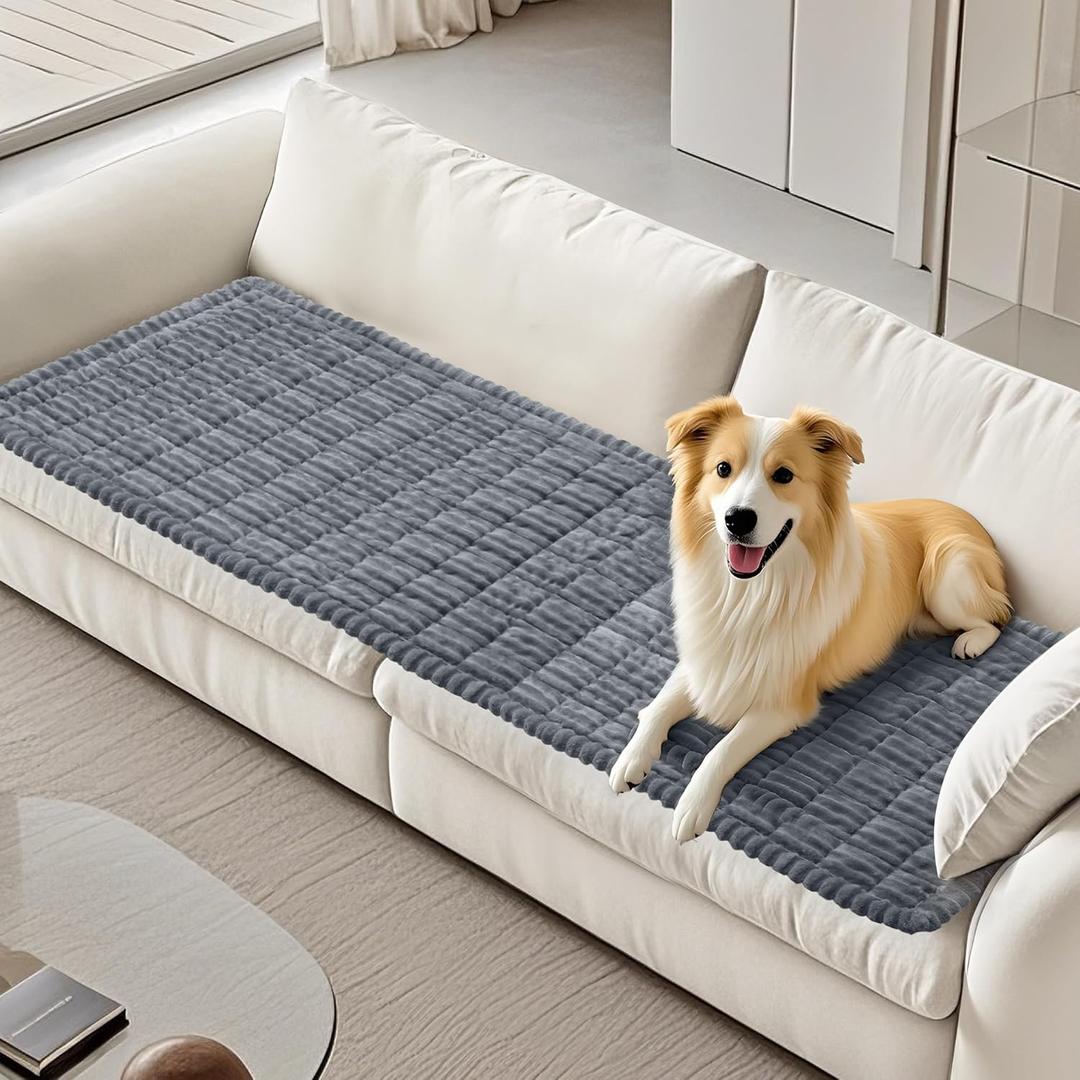 27.6 x 70.9in Couch Covers for Dogs, Non-Slip Pet Couch Covers for Sofa, Durable Dog Couch Cover Protector, Fuzzy Dog Mat for Couch Sofa, Washable & Pet Friendly (Dark Grey)