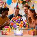 2 x Birthday Cards, Happy Birthday Cards with Music & Lights, Daisy and Yellow Rose, 10 Inch Life Sized Forever Flower Bouquet Greeting Card Gifts for Wife Women Mom Grandma Sister