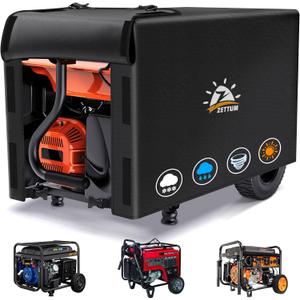 Zettum Generator Cover 26 Inch - 600D Outdoor Generator Covers Heavy Duty Waterproof, Small Equipment Cover Outside for DuroMax, Westinghouse, Champion, Predator, Honda Portable Generator 3000-6000W (Senior Black)