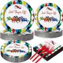 200 Pcs Derby Party Supplies, Horse Racing Tableware Set with Plates Napkins and Cutlery, 2026 Run for The Roses Theme Party Decorations (Classic)