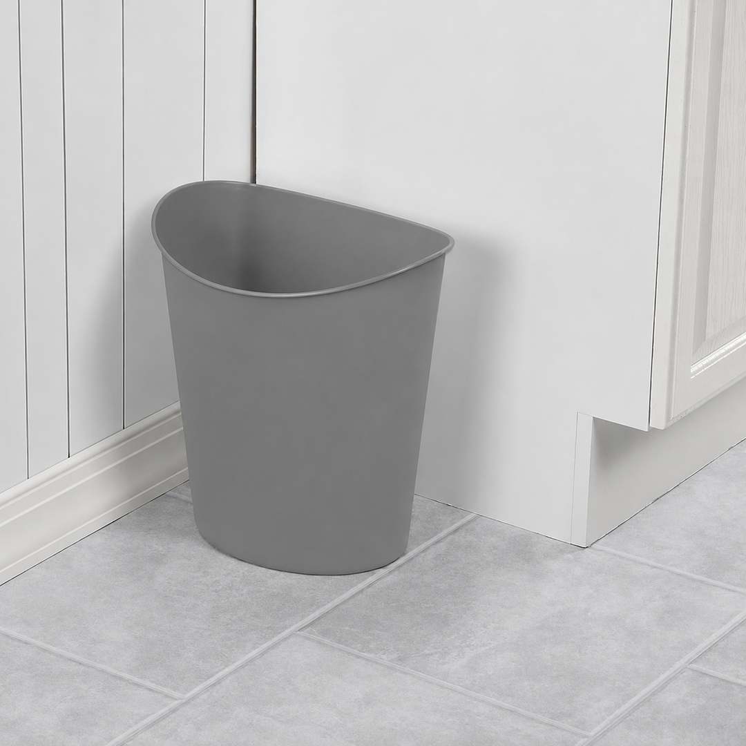 Sterilite 3 Gallon Oval Wastebasket with Lid, Small Plastic Trash Can for the Bathroom, Bedroom, Dorm or Home Office, Clear, 2-Pack