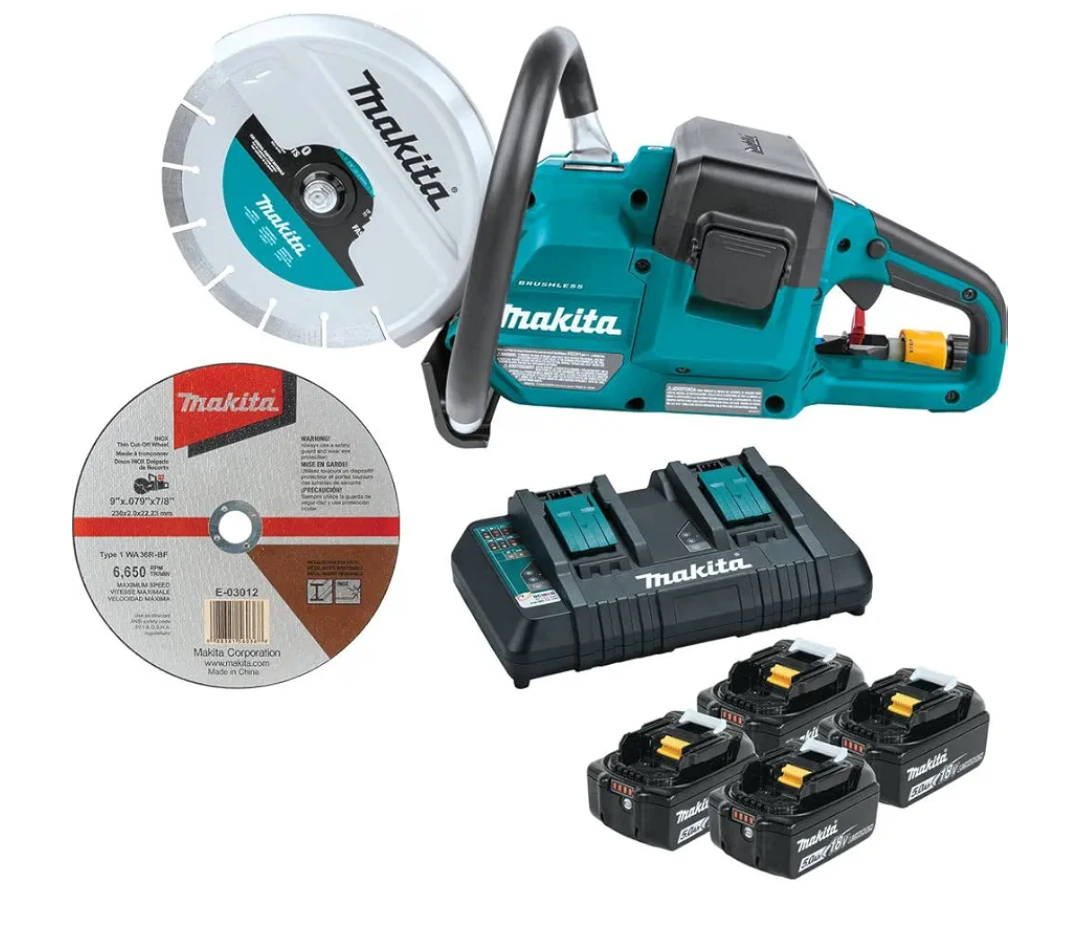 Makita XEC01PT1 18V X2 (36V) LXT® Lithium-Ion Brushless Cordless 9" Power Cutter Kit, with AFT®, Electric Brake, 4 Batteries (5.0 Ah)