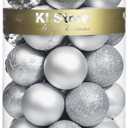 KI Store 34ct Christmas Ball Ornaments Shatterproof Christmas Decorations Tree Balls for Holiday Wedding Party Decoration, Tree Ornaments Hooks included 2.36 (60mm Silver)