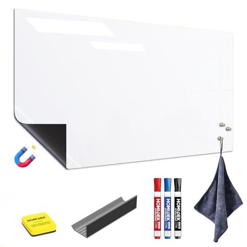 HOMiDEK Large Magnetic Backing Whiteboard: 24x36 Flexible Dry Erase Writing Sheet, Removable White Board for Fridge and Any Iron-containing Surface, Includes Markers, Magnets, Eraser, Cloth, Holder
