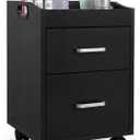 Geelin Pedicure Trolley Cart 13.5"x12.5"x19" Portable Double Layer Pedicure Station with Wheels for Nail Salon, Spa, Beauty Salon, Home Bathroom Manicure Pedicures Equipment(Black)