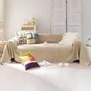 VClife Beige Couch Cover for Sofa 1 Piece Modern Minimalism Couch Cover for 3 Cushion Couch Sofa Slipcover Washable Soft Chenille Sofa Covers Furniture Protector for Bedroom Living Room 91''x134''