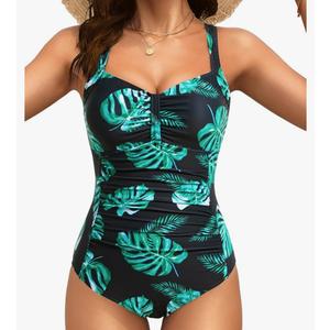 Tempt Me Women Ruched Slimming One Piece Swimsuits Tummy Control Vintage Bathing Suits 22W