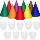 SATINIOR 18 Pcs Gnome Hats and Beards, Christmas Felt Dwarf Hats Fake Beards Set Crayon Headband Cone Caps for Adults Fairy Gnome Group Christmas Garden Costumes Party Cosplay Accessories Multicolor
