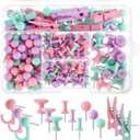 200 Pieces Push Pins Set, 5 Types Colorful Thumb Tacks Cute Decorative Push Pins for Wall Cork Board Bulletin Boards with Storage Box