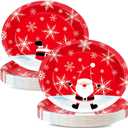 Qyeahkj 50 Pcs Winter Oval Paper Plates Large 11" Disposable Winter Snowflakes Platters Decorations Supplies for Xmas Holiday Party Dinner Gathering Heavy Duty Dish Tableware Decor