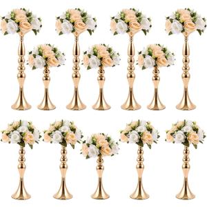 Didaey 12 Pcs Gold Wedding Centerpiece Stand Metal Flower Arrangements Holder Tall Centerpiece for Table Gold Vase Flower Stand for Wedding Reception Event Party Hotel Home Decor(3 Sizes)