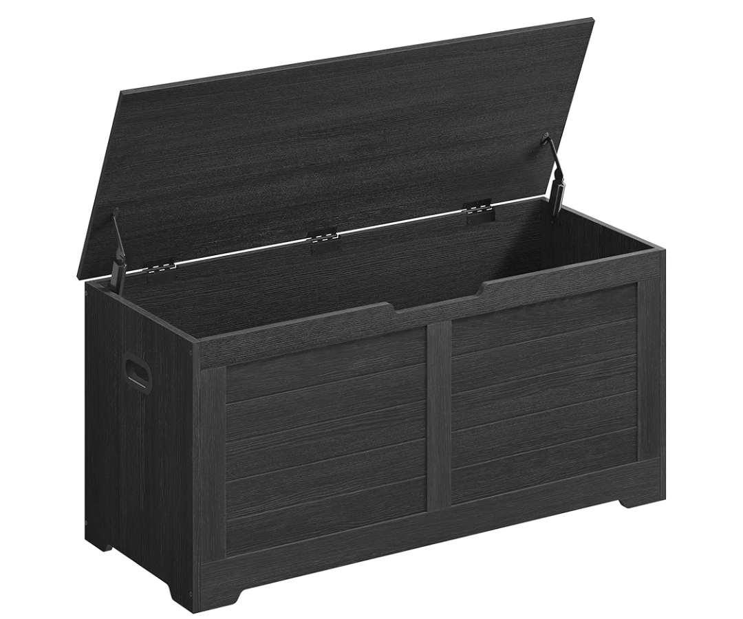 VASAGLE Storage Chest, Storage Trunk with 2 Safety Hinges, Storage Bench, Shoe Bench, Farmhouse Style, 15.7 x 39.4 x 18.3 Inches, for Entryway, Bedroom, Living Room, Charcoal Gray ULSB164B01
