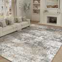 Washable Brown Area Rug 8x10 Modern Abstract Living Room Large Carpet Bedroom Neutral Soft Throw Rug Low Pile Non Slip Indoor Contemporary Floor Cover for Dining Room Office