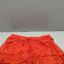 RoseSeek Women's Y2K Sequin Mesh Ruffle Layered Skirts Drop Waist Glitter Ruched Mini Skirt Concert Outfits (Red, L)