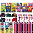 60Pcs Superhero Party Favor for Kids Birthdays, Gifts for Boys-Girls and Amazing Friends, Action Hero Supplies, Spider Decorations, Includes Masks, Slap Bracelets, Bags, Stickers, Sticky Web
