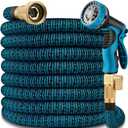 100 ft Expandable Garden Hose - 2025 New Kink Free Flexible Water Hose 100ft with 10 Pattern Spray Nozzle, 3/4 Solid Brass Connectors, Retractable Latex Core - Lightweight Expanding Hose