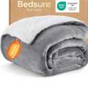 Bedsure GentleSoft Sherpa Fleece Throw Blanket for Couch – Thick & Cozy Christmas Blanket for Winter, Non-Heated, Soft Fuzzy Plush Throw Gifts for Women and Men, Grey, 50x60 Inches