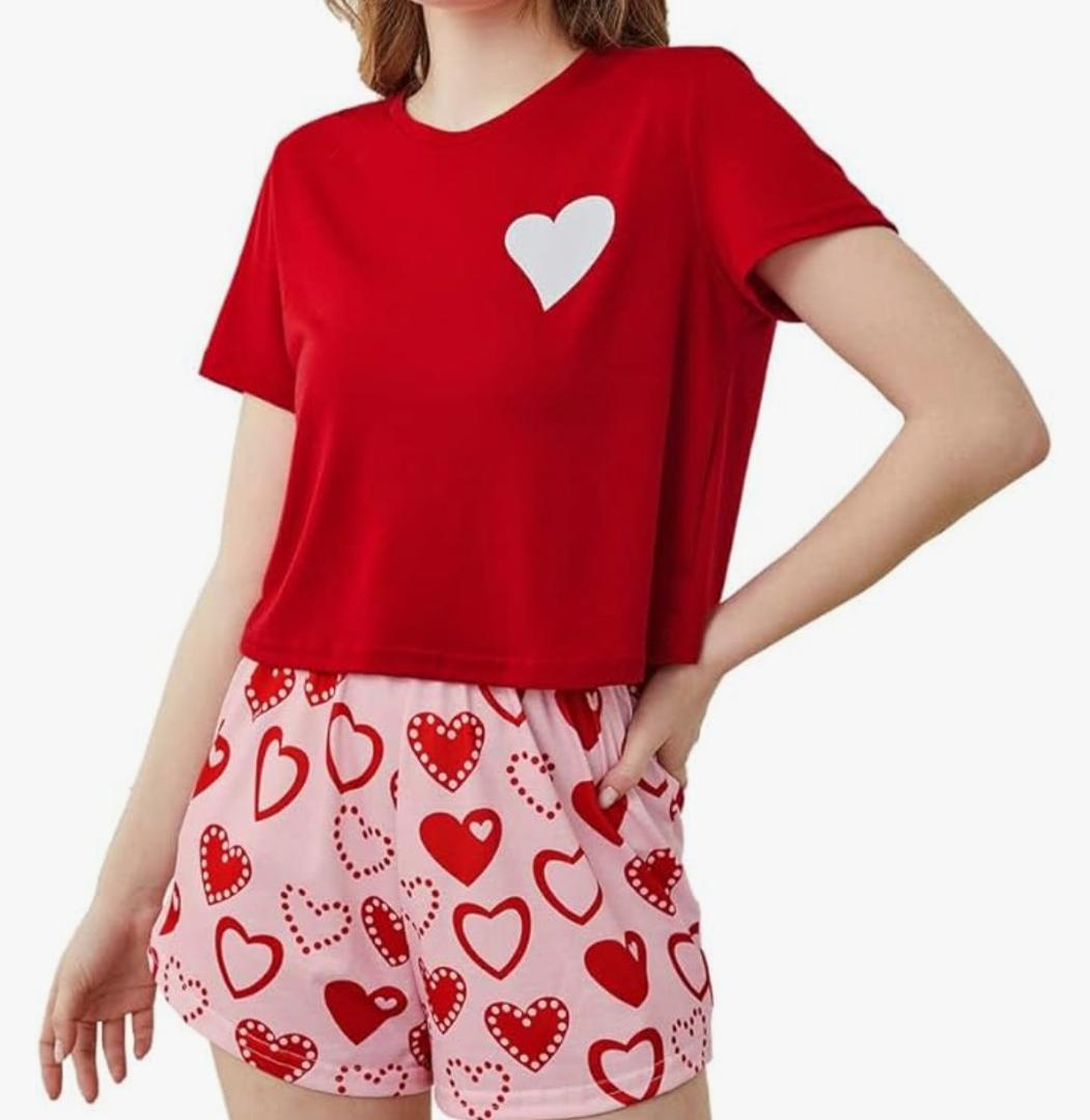 Laqeyko Cute Pajamas for Women Shorts Set Short Sleeve Tops and Shorts Pjs Sets Nightwear Sleepwear XXL