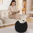 MeMoreCool Stuffed Round Pouf Ottoman Foot Rest, Floor Pouf Foot Stool with Soft Foam Chunk Filling, Small Round Ottoman Footstool Circle Footrest for Living Room, Black, 20"D x 20"W x 18"H