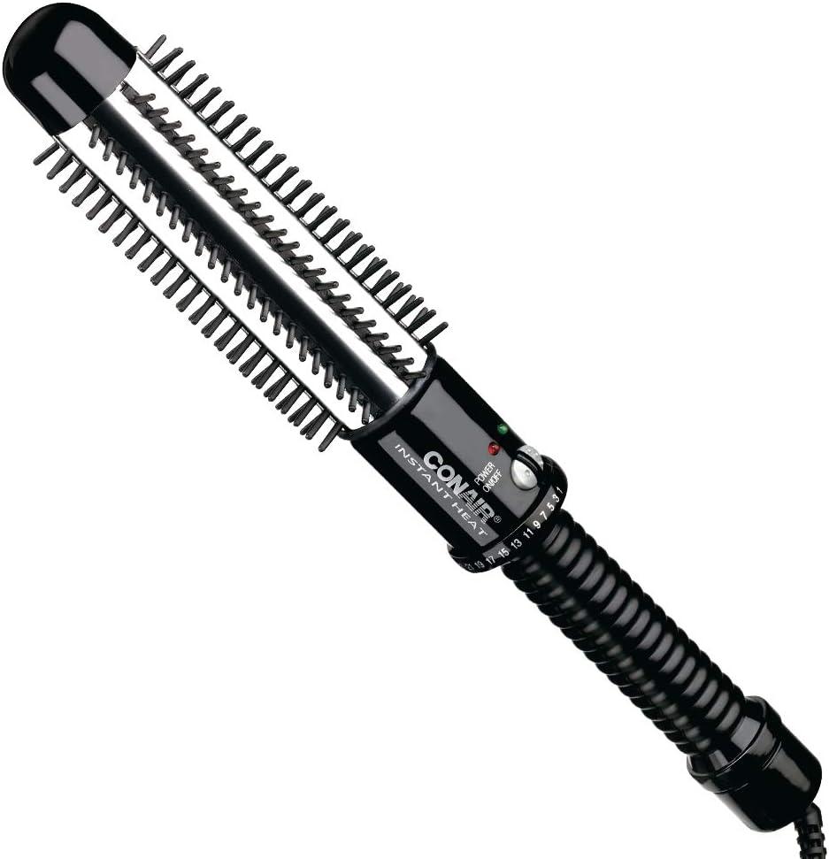 Conair Instant Heat Curling Iron Brush, 1 1/4-Inch Barrel - For Use On Short to Medium Length Hair (Black)