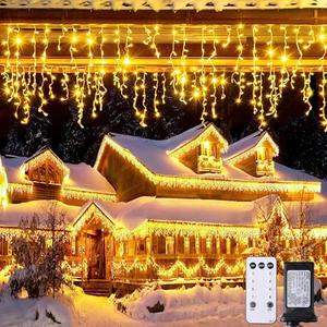 JMEXSUSS 38.8FT Icicle Lights for Outside, 400 LED Icicle Christmas Lights Outdoor Indoor Plug in, Warm White String Lights for Christmas House Patio Party Fireplace Holiday Decorations