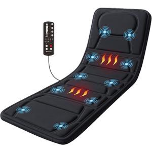 CooCoCo Full Body Massage Mat with Heat, 10 Vibrating Motors Vibration Back Massage Pad, Full Body Massager for Bed Chair Sofa, Massage Mattress Pad, Gifts for Mom Dad Men Women(Vibration Only)