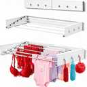Wall Mounted Clothes Drying Rack - 31.5" Foldable Clothes Drying Rack Wall Mount, 5 Steel Rods With Knobs, Retractable Space-Saving Laundry Rack, Heavy Duty 60 lbs Capacity (Wall Template Included)