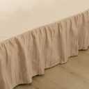 Bed Skirt Full Size, Ruffled Bed Skirts with Split Corners, 18 Inch Drop Striped Boho Full Size Dust Ruffle Bed Skirt with Platform, Light Camel, 18'' Full
