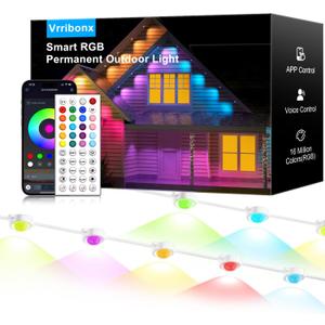 150FT Permanent Outdoor RGB Lights - IP65 Waterproof with Smart App Control Remote, DIY Scene Modes, Music Synchronization, Eaves Lights For Garden Decor, Deck, Christmas, Party, Party, Halloween, Roof