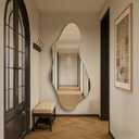 DAOYIJIAJU Irregular Mirror, 40"x18" Asymmetrical Wall Mirror with Gold Metal Frame, Odd Shaped Mirror, Modern Abstract Mirrors for Living Room Bedroom Hallway Entryway, Horizontal or Vertical Hanging